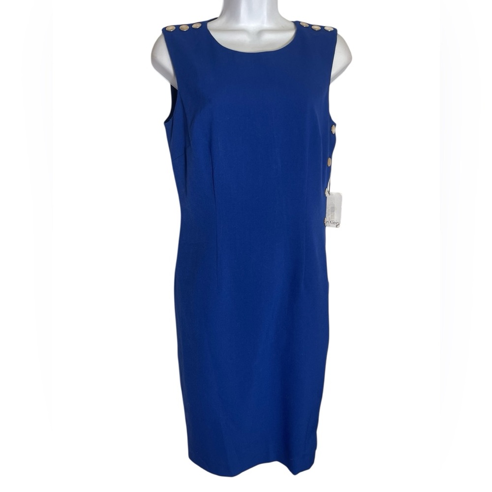 NWT Calvin Klein Dress size 6 Blue Sleeveless Sheath Midi Dress